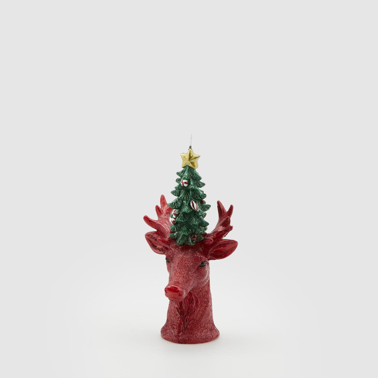 EDG Christmas Candle Reindeer with Pine 20cm Christmas Candle