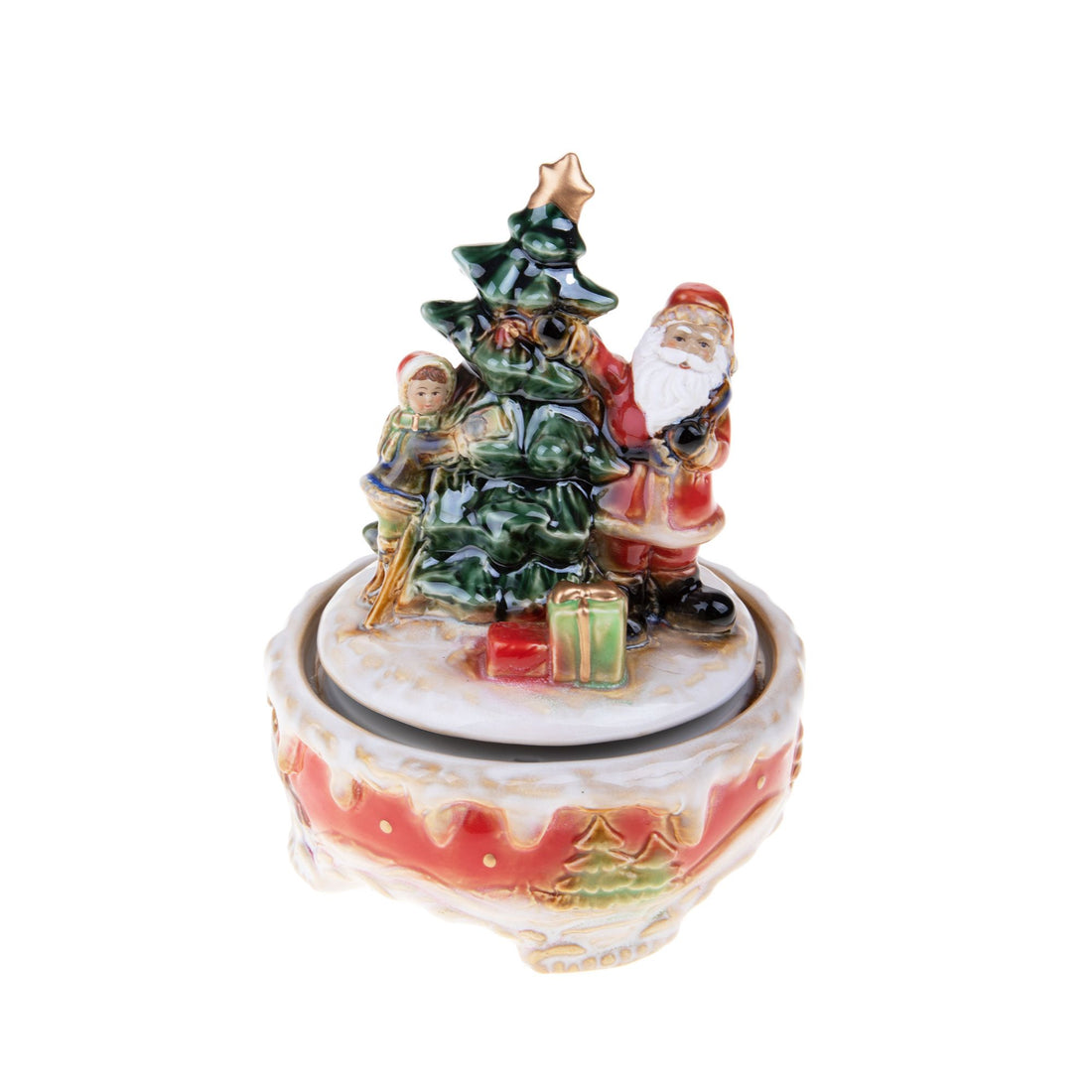 BIANCHI DINO - Santa Claus w/ Music Box Tree Christmas Decoration 20 cm Porcelain