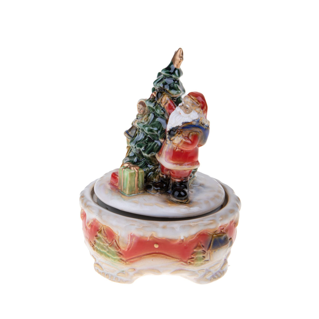 BIANCHI DINO - Santa Claus w/ Music Box Tree Christmas Decoration 20 cm Porcelain