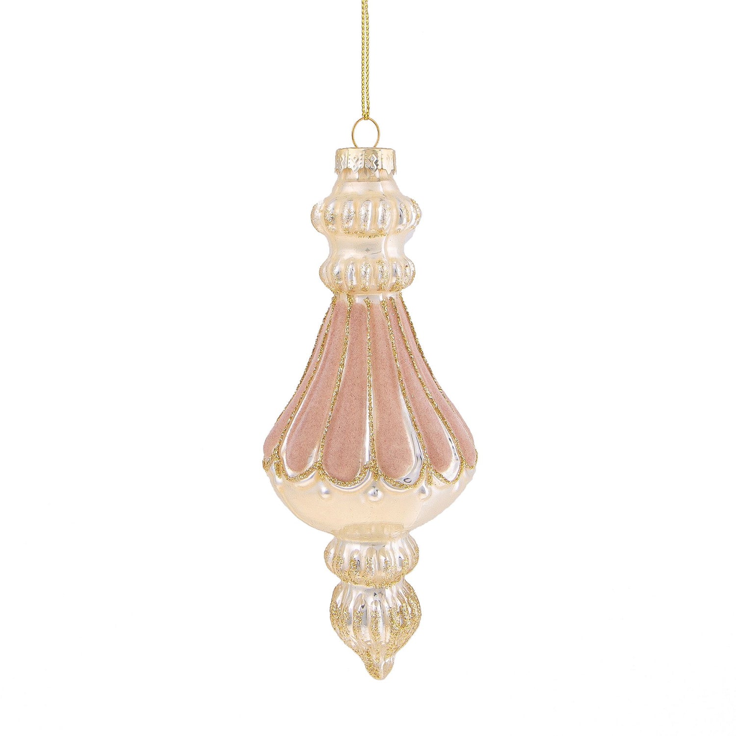 BIANCHI DINO - Sfera Pendaglio Albero di Natale Velluto Rosa Decorazione Natalizia 15,5 cm Vetro