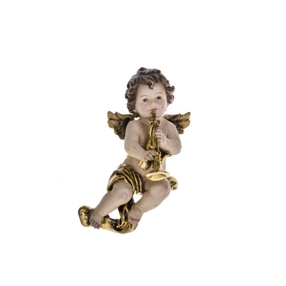 BIANCHI DINO - Cherub Angel w/ Trumpet Christmas Decoration 14 cm Resin