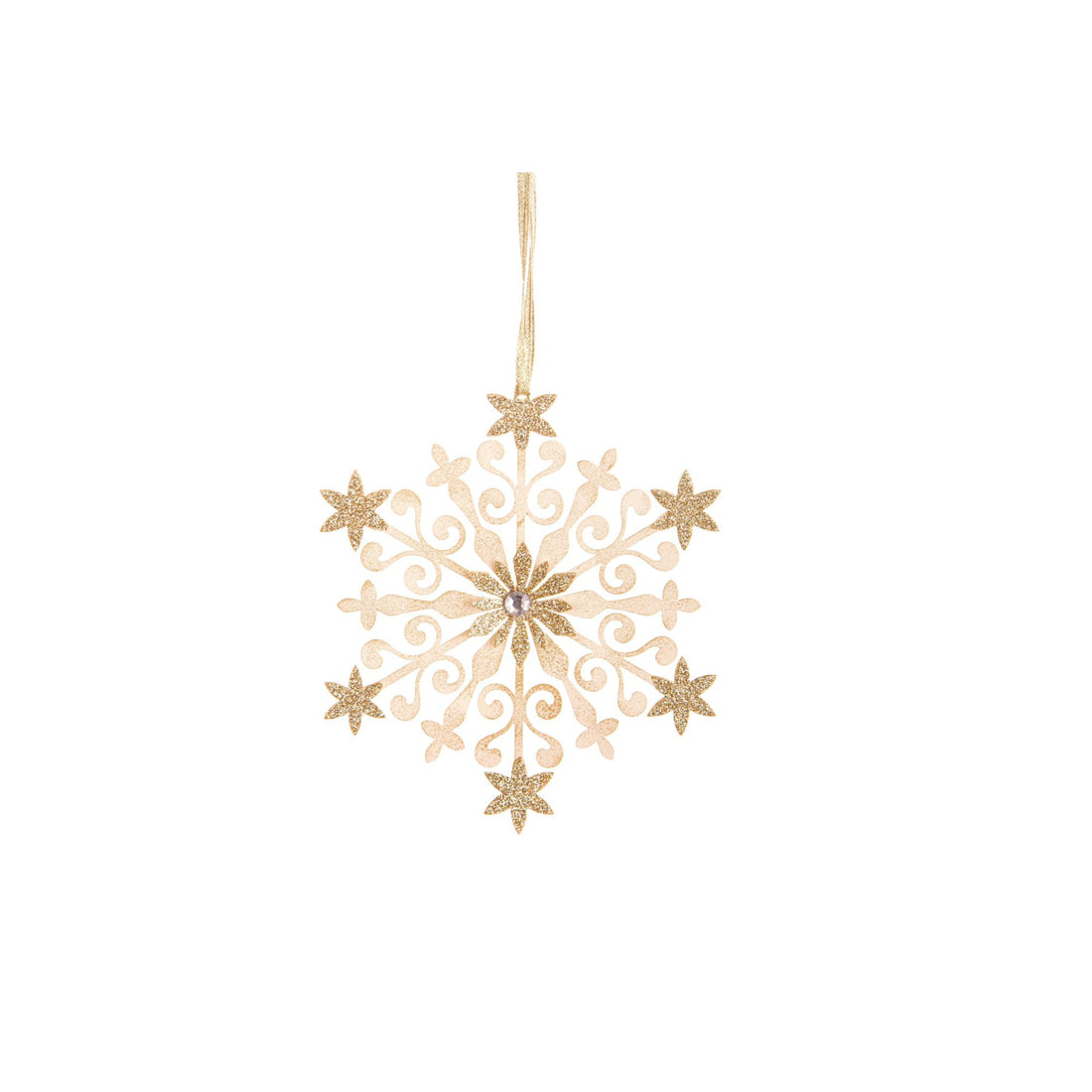 BIANCHI DINO - Snowflake Pendant Christmas Decoration Cream Gold 14 cm Metal