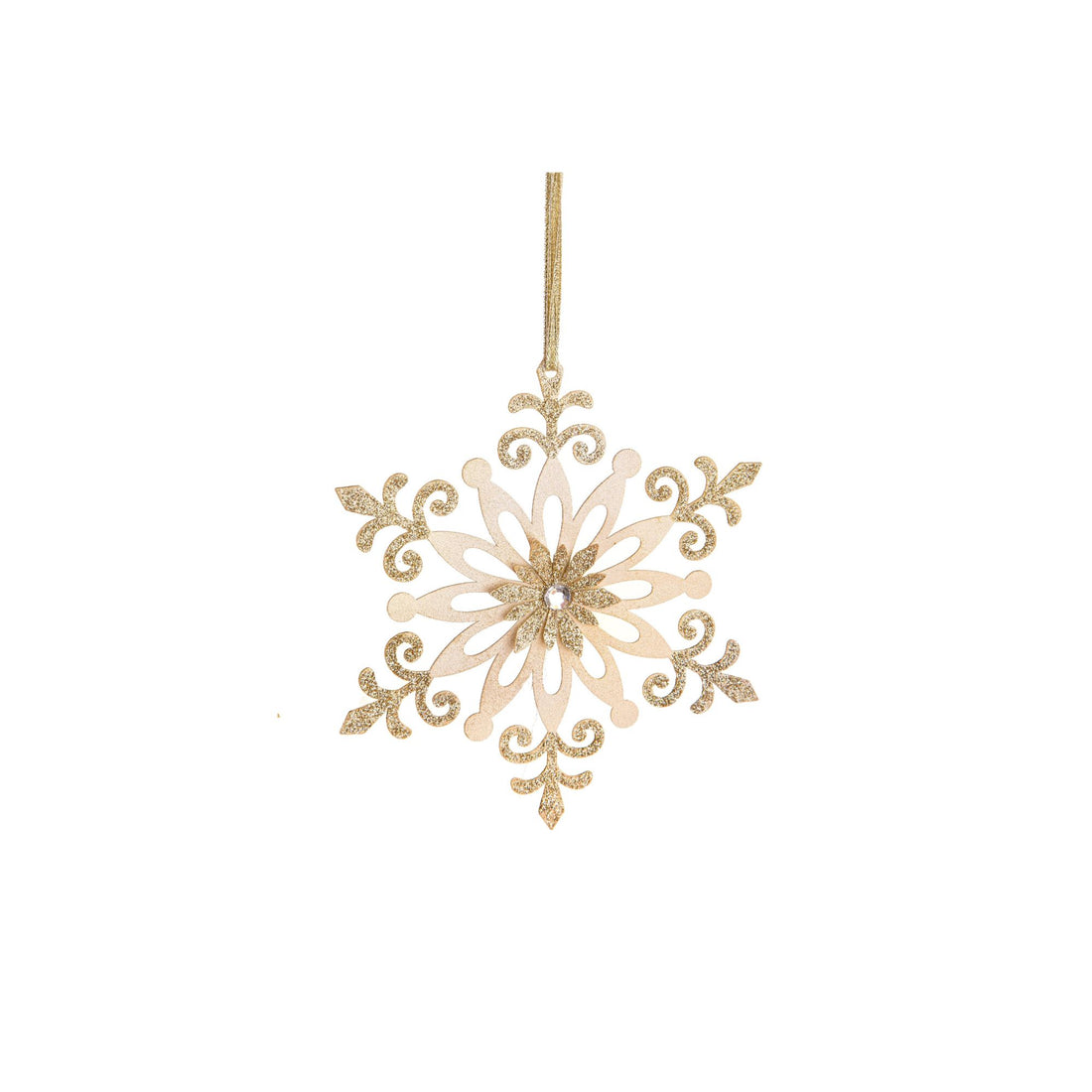 BIANCHI DINO - Snowflake Pendant 14 cm Metal Christmas Decoration