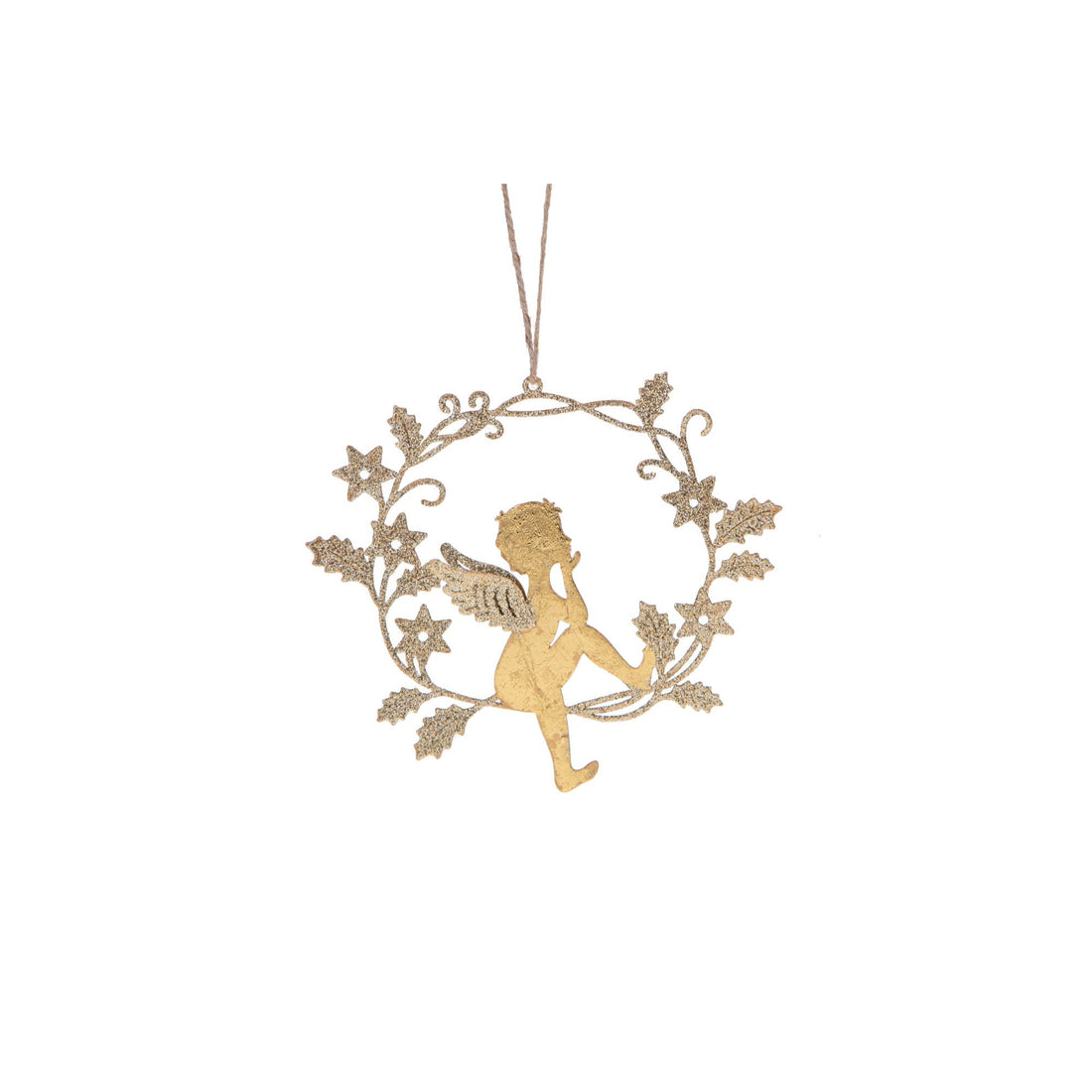 BIANCHI DINO Pendant Decoration with Angel Chaplet in Metal 16cm Gold