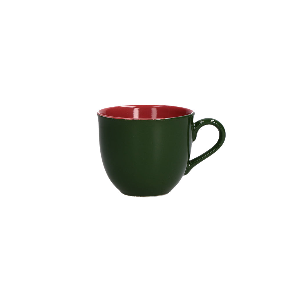 ROSE &amp; TULIPANI - Cozy Cottage Tazza Caffè con Piattino Natalizia 100ml Verde