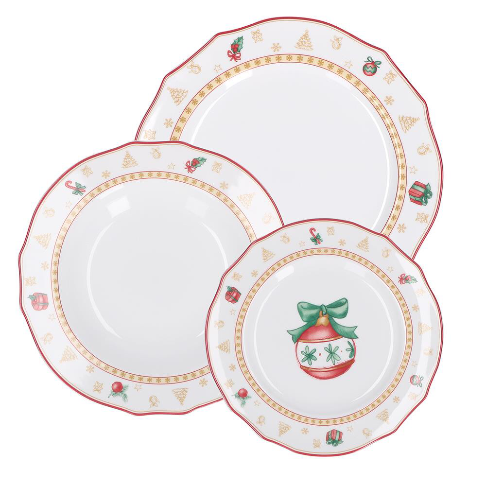 LA PORCELLANA BIANCA Christmas Edition Set of 6 Plates for 2 Places