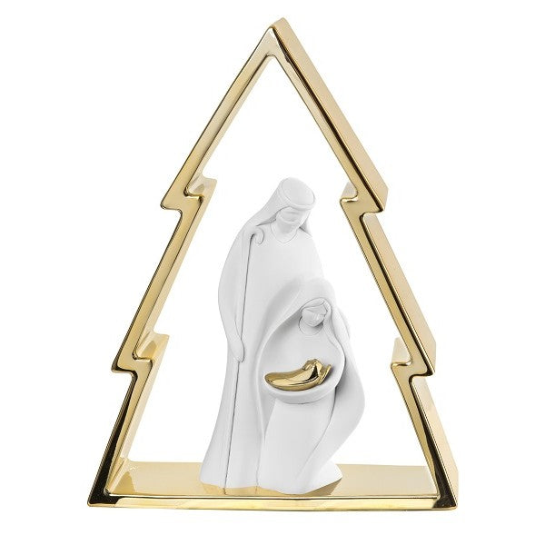 BONGELLI PREZIOSI Nativity Holy Family Modern Tree Nativity Scene 30cm Gold