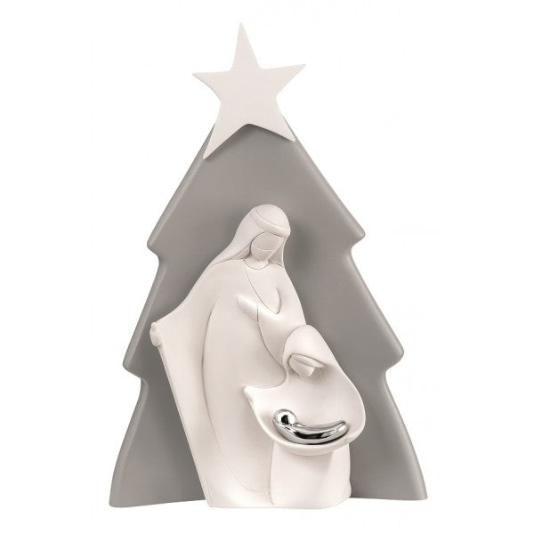 BONGELLI PREZIOSI Nativity Holy Family Modern Tree Nativity Scene 15cm Grey