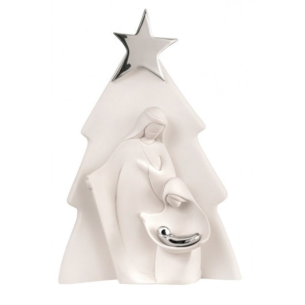 BONGELLI PREZIOSI Nativity Holy Family Modern Tree Nativity Scene 15cm White