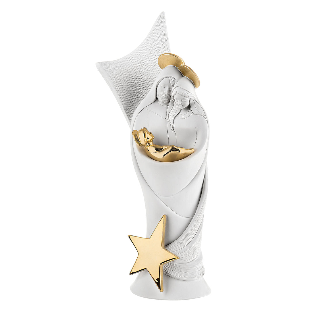 BONGELLI PREZIOSI Nativity Holy Family Modern Nativity Scene Star Band 36cm Gold