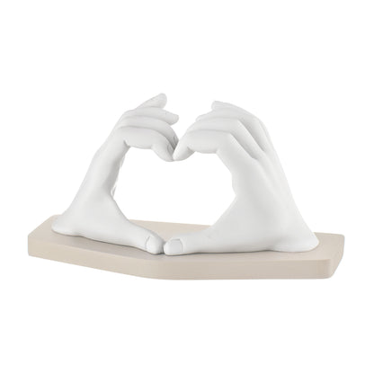 BONGELLI PREZIOSI Heart-shaped Hands Decoration 16x9cm White Marmorino Hazelnut Base