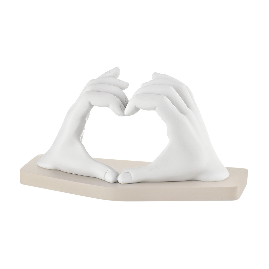 BONGELLI PREZIOSI Heart Hand Decoration 22x12cm White Marmorino Hazelnut Base