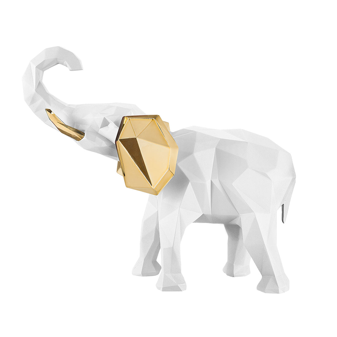 BONGELLI PREZIOSI Decorazione Elefante Stilizzato 27x32cm Bianco Oro Marmorino