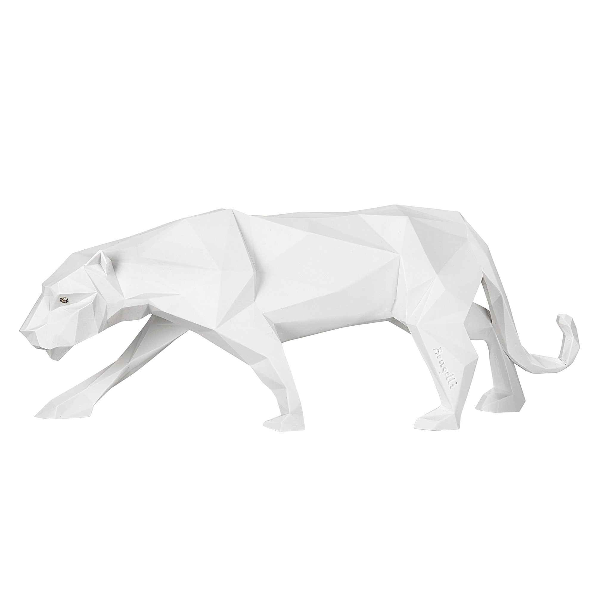 BONGELLI PREZIOSI White Stylized Panther Figure Statue 17x10cm Marmorino