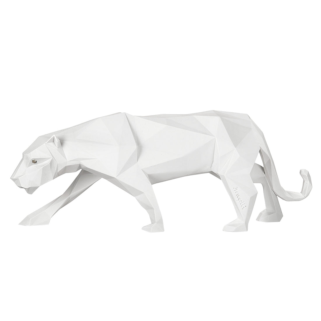 BONGELLI PREZIOSI Statua Figura Pantera Stilizzata Bianco 40x15cm Marmorino