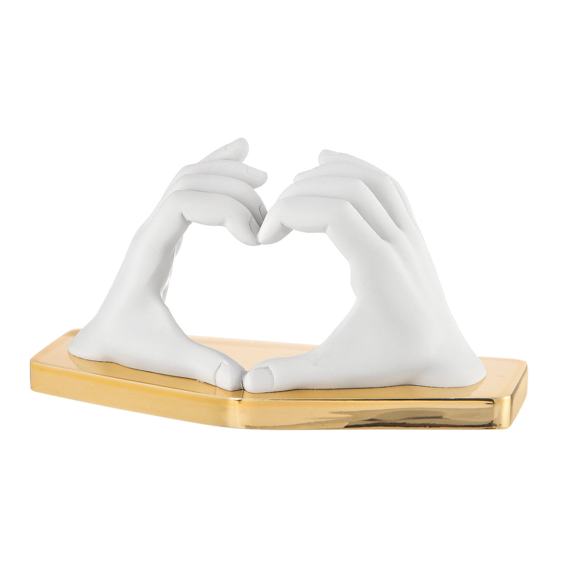 BONGELLI PREZIOSI Heart-shaped Hands Decoration 16x9cm White Marmorino Gold Base