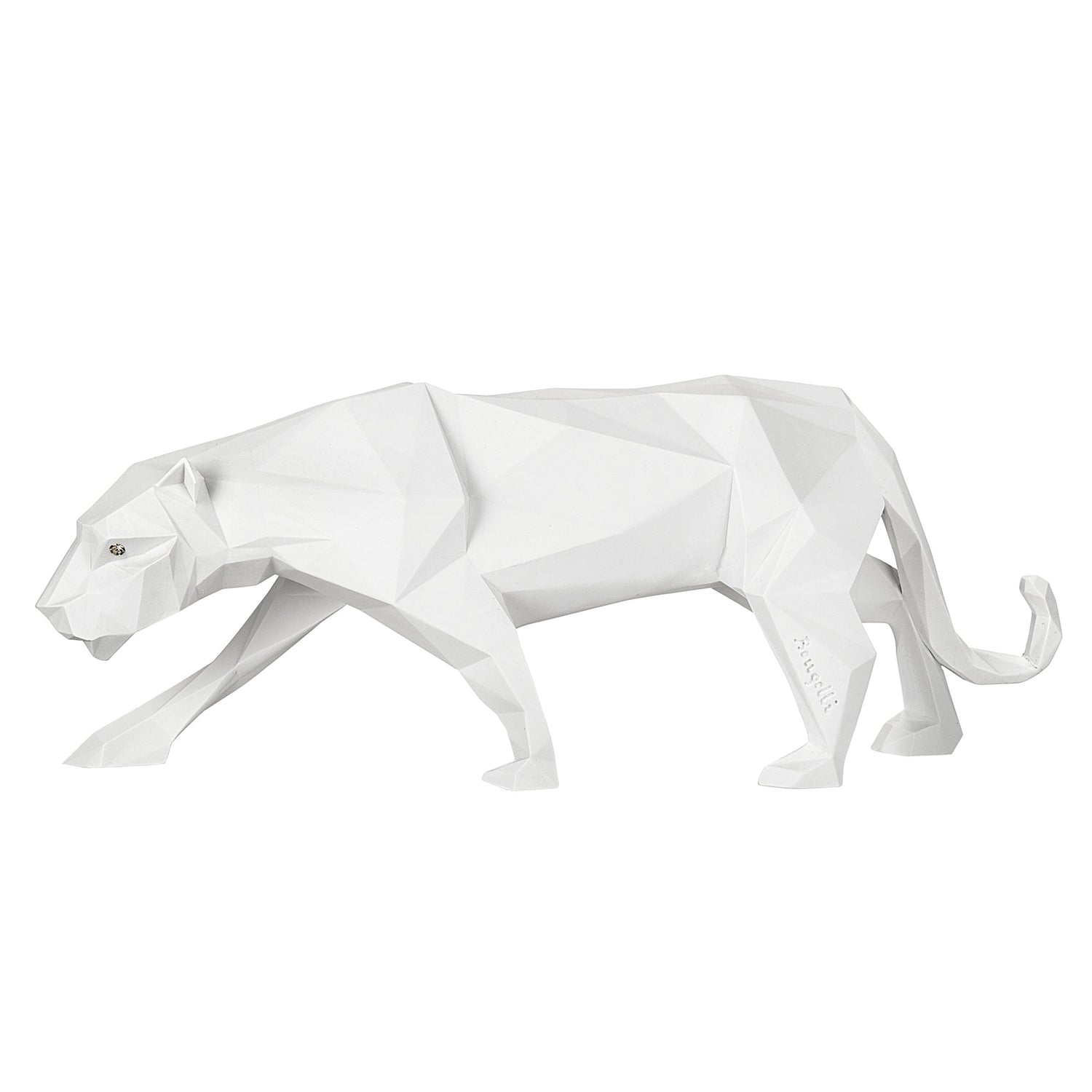 BONGELLI PREZIOSI Statua Figura Pantera Stilizzata Bianco 12x5cm Marmorino