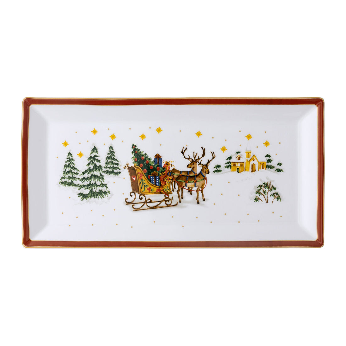 HUTSCHENREUTHER Happy Christmas Flat Rectangular Tray 36x18cm White