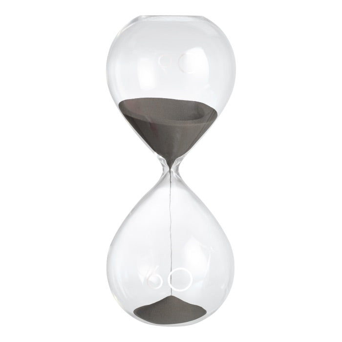 MASCAGNI CASA 60 Min Glass Hourglass 30cm Sand Grey