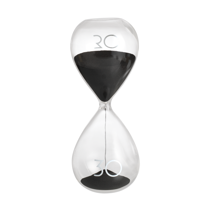 MASCAGNI CASA 30 Min Hourglass in Glass 19cm Black Sand