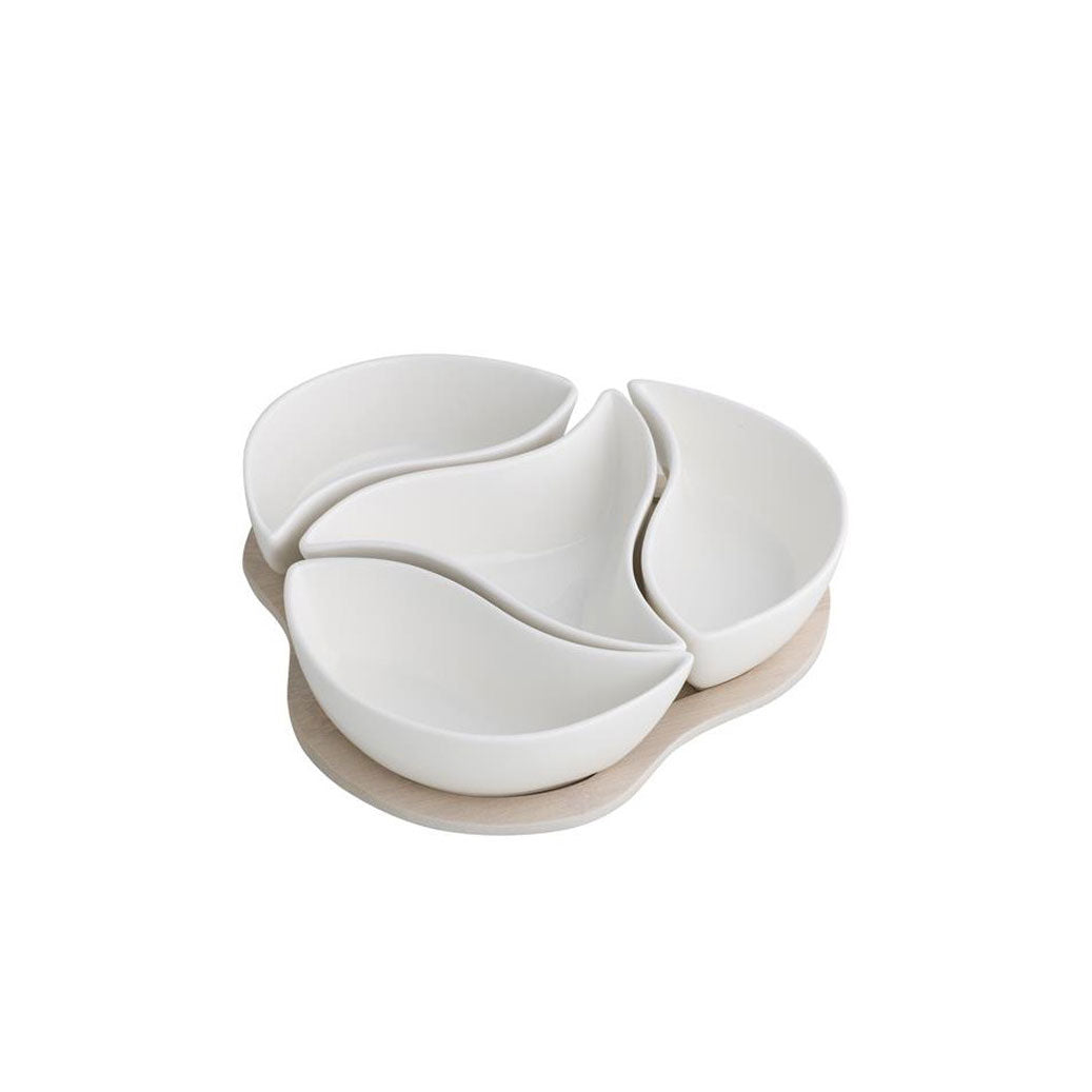 BRANDANI Clover Appetizer Bowl 21x19cm Porcelain and Bamboo