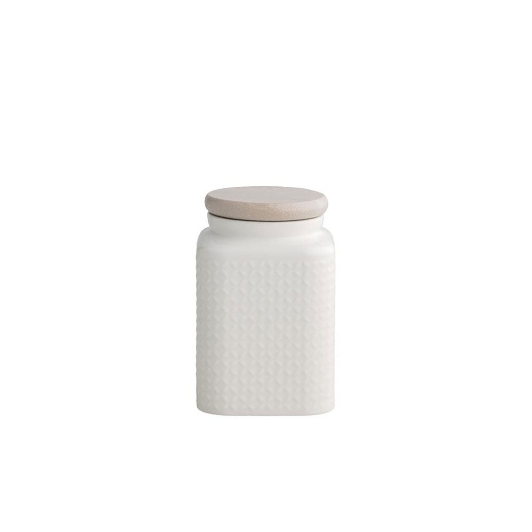 BRANDANI Salt Jar Container 15cm Porcelain with Bamboo Cap