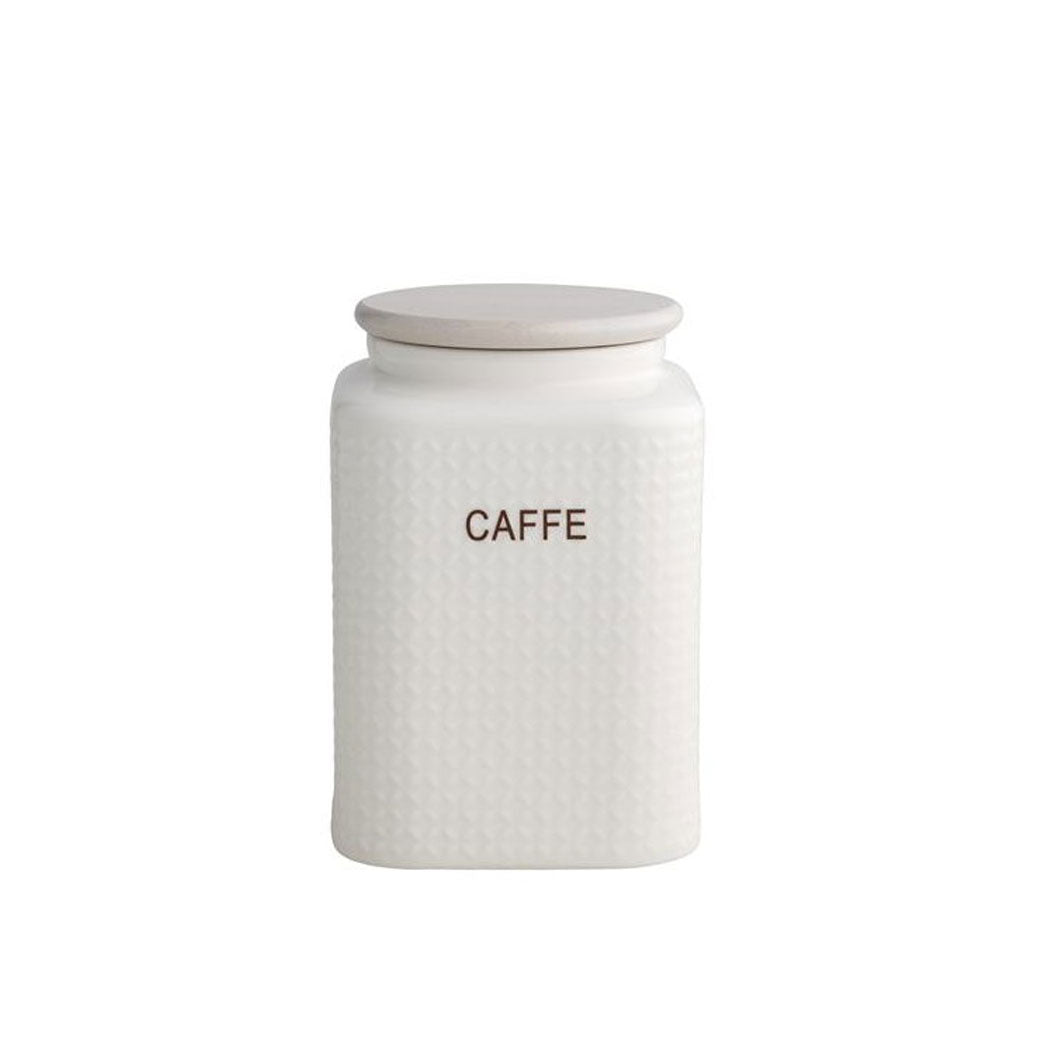 BRANDANI Coffee Jar Container 15cm Porcelain with Bamboo Cap