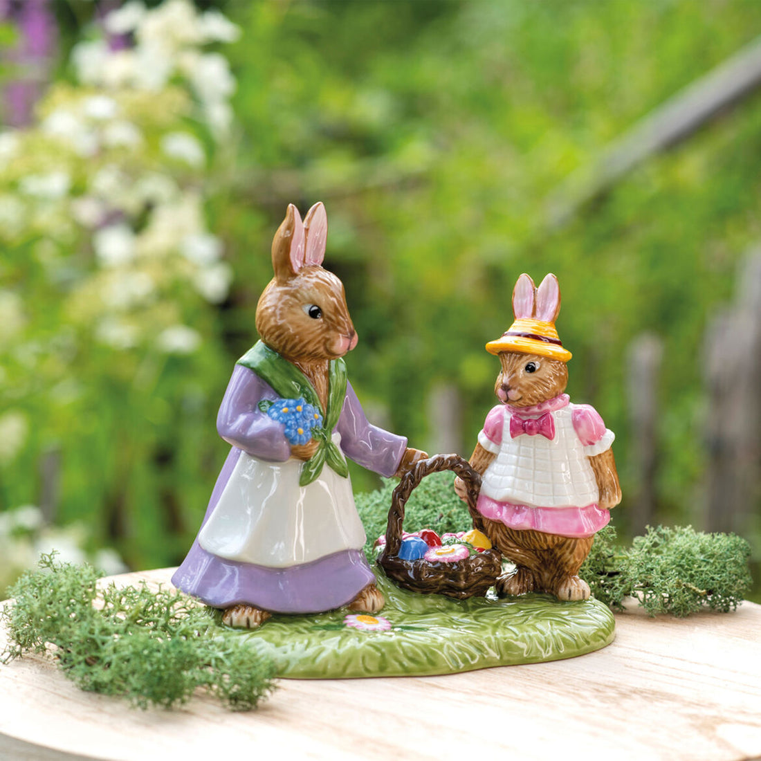 VILLEROY &amp;amp; BOCH Bunny Tales Emma and Anna Easter Scene Flower Meadow 13x12cm Easter Decoration