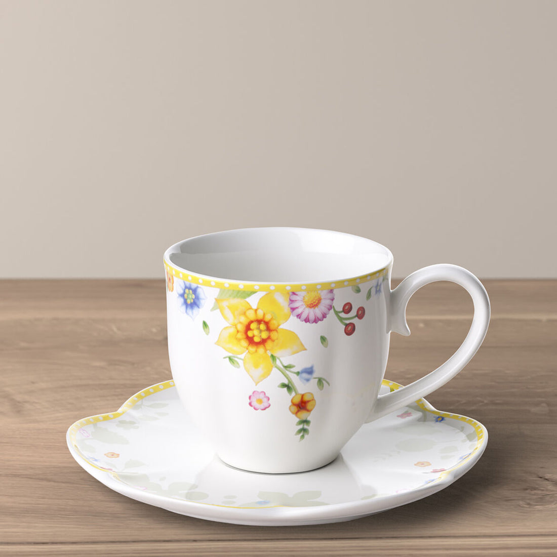 VILLEROY &amp;amp; BOCH Spring Awakening Coffee Mug 160ml with Saucer 15cm Easter Table