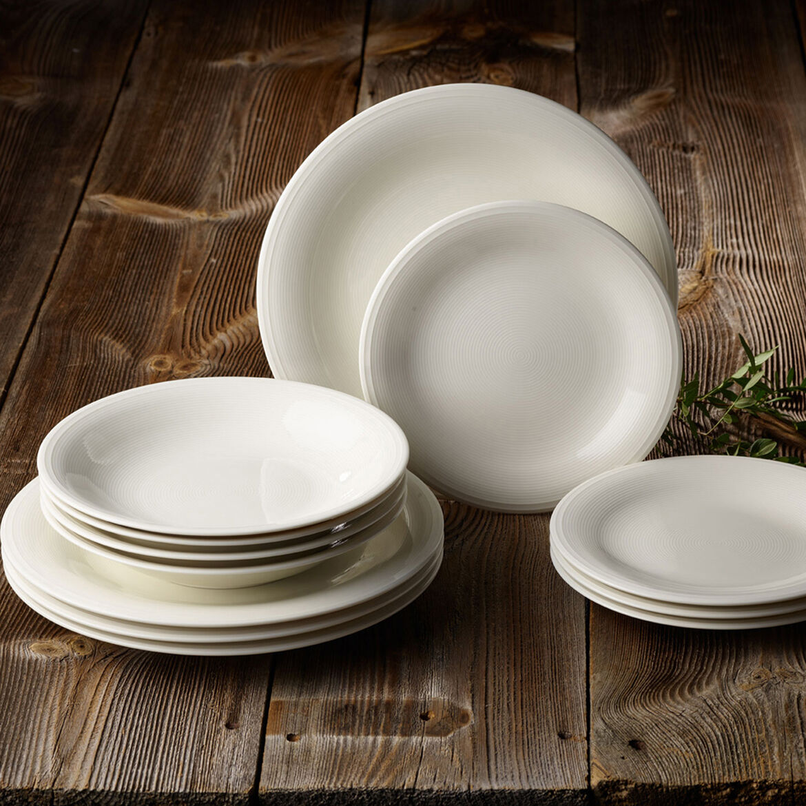 VILLEROY &amp; BOCH Color Loop Natural Set Starter 12 Pezzi Servizio Tavola Piatti Bianco