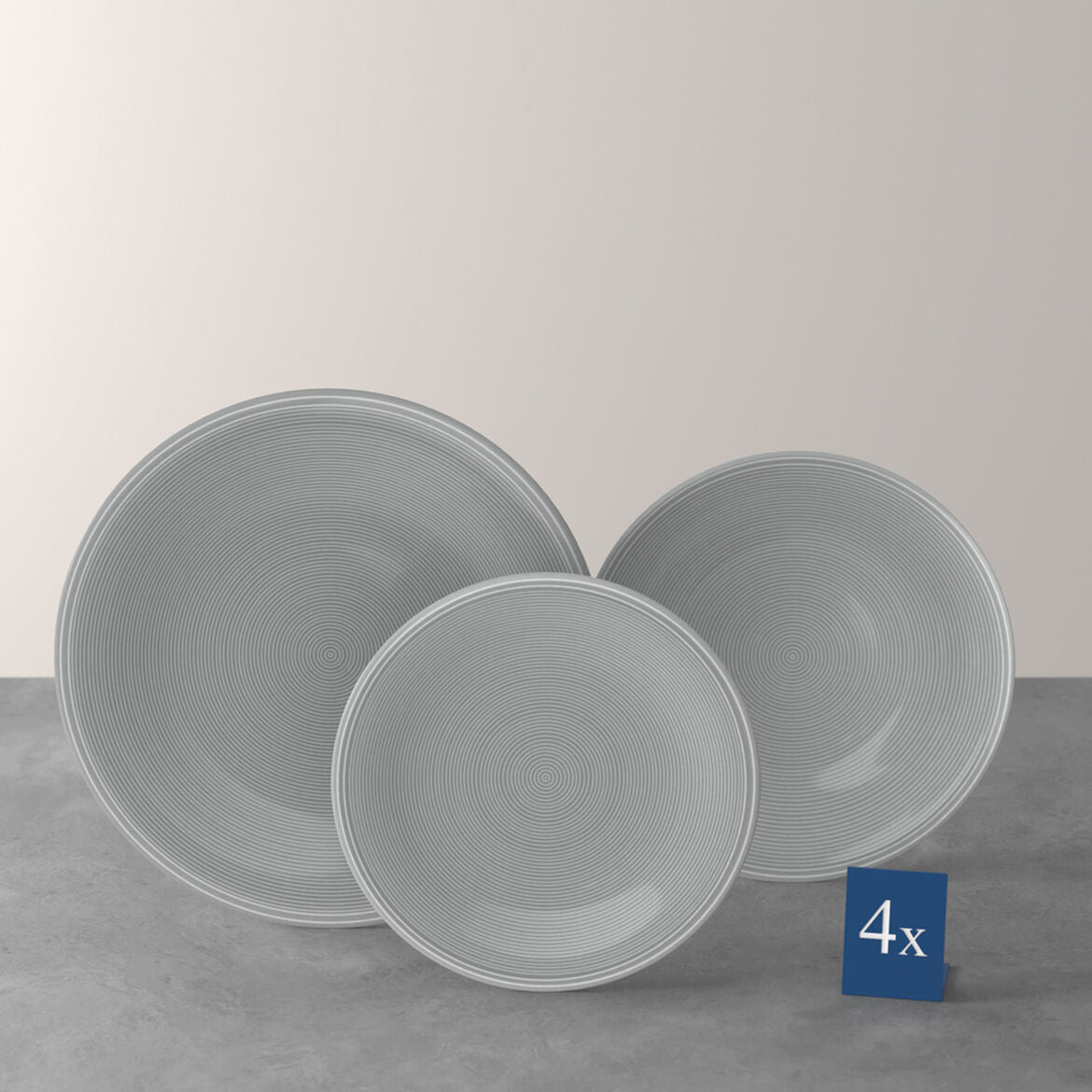 VILLEROY &amp; BOCH Color Loop Stone Set Starter 12 Pezzi Servizio Tavola Piatti Pietra Grigio