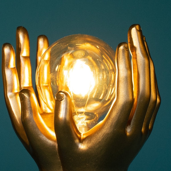 WERNS Table Lamp Hands Golden Touch 15x20cm Resin