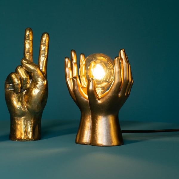 WERNS Table Lamp Hands Golden Touch 15x20cm Resin