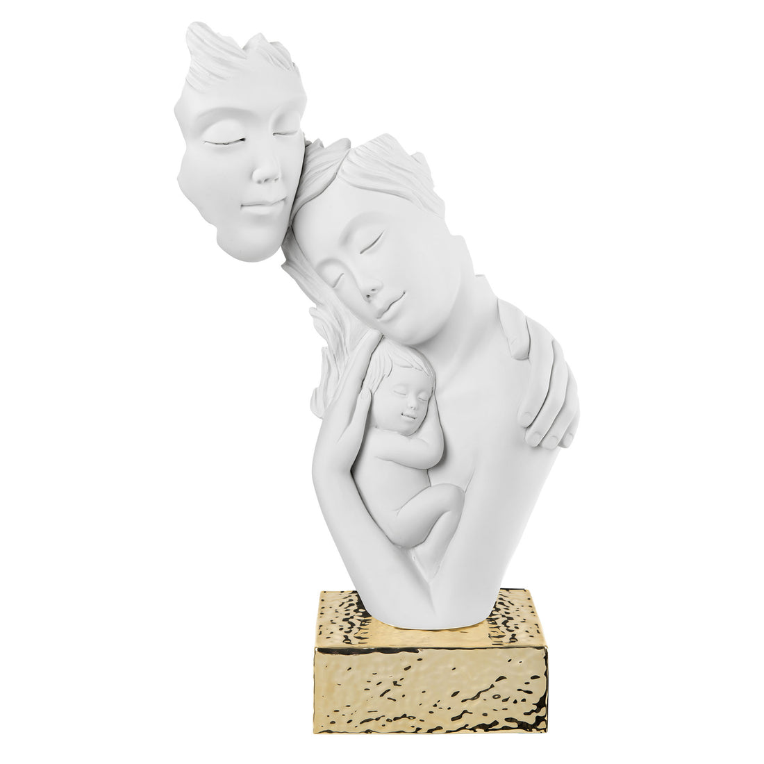 BONGELLI PREZIOSI Sculpture Figure Family Face 39cm White Gold Marmorino