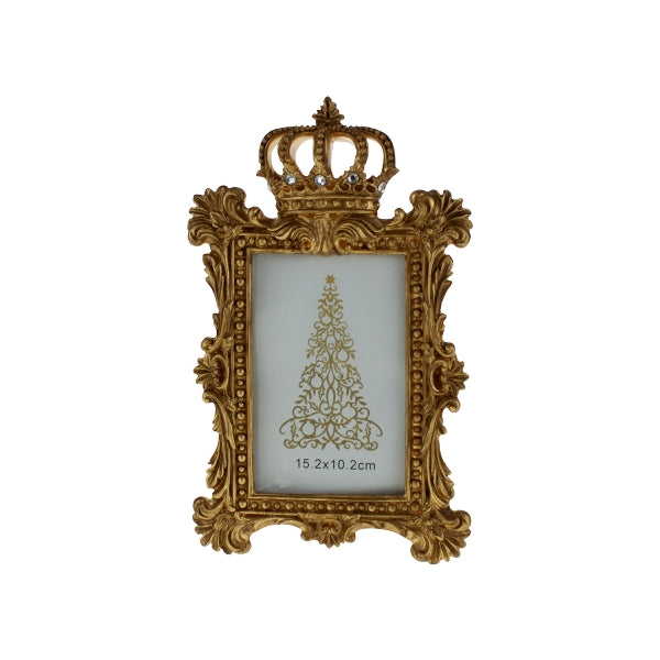 WERNS Royal Photo Frame with Gold Crown 10x15cm Resin