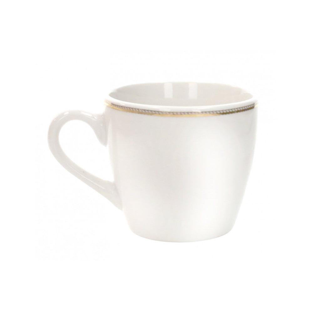 BRANDANI Punto Oro Set 2 Pieces Coffee Cup and Saucer in White Gold Porcelain