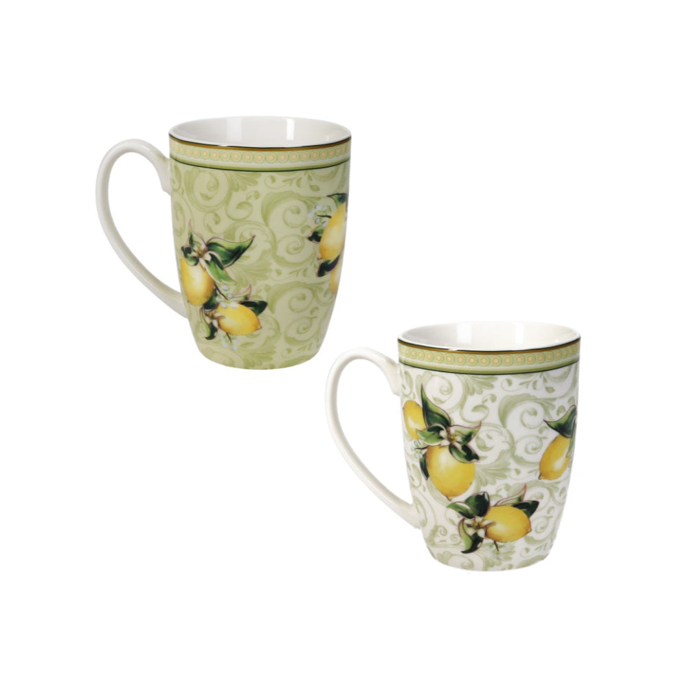 BRANDANI Tazza da Caffè MUG Set 2 Pezzi Limoni 250ml Porcellana