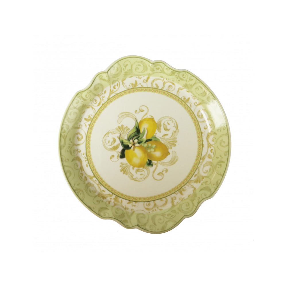 BRANDANI Tray Serving Plate Lemons 33cm Porcelain Cork