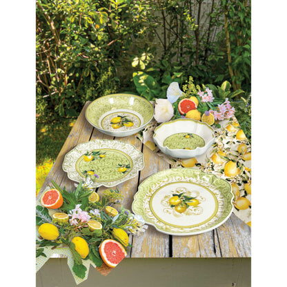 BRANDANI Tray Serving Plate Lemons 33cm Porcelain Cork