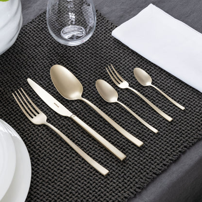 SAMBONET - Rock Antique PVD Champagne Cutlery Set 24 Pieces Stainless Steel Table Service