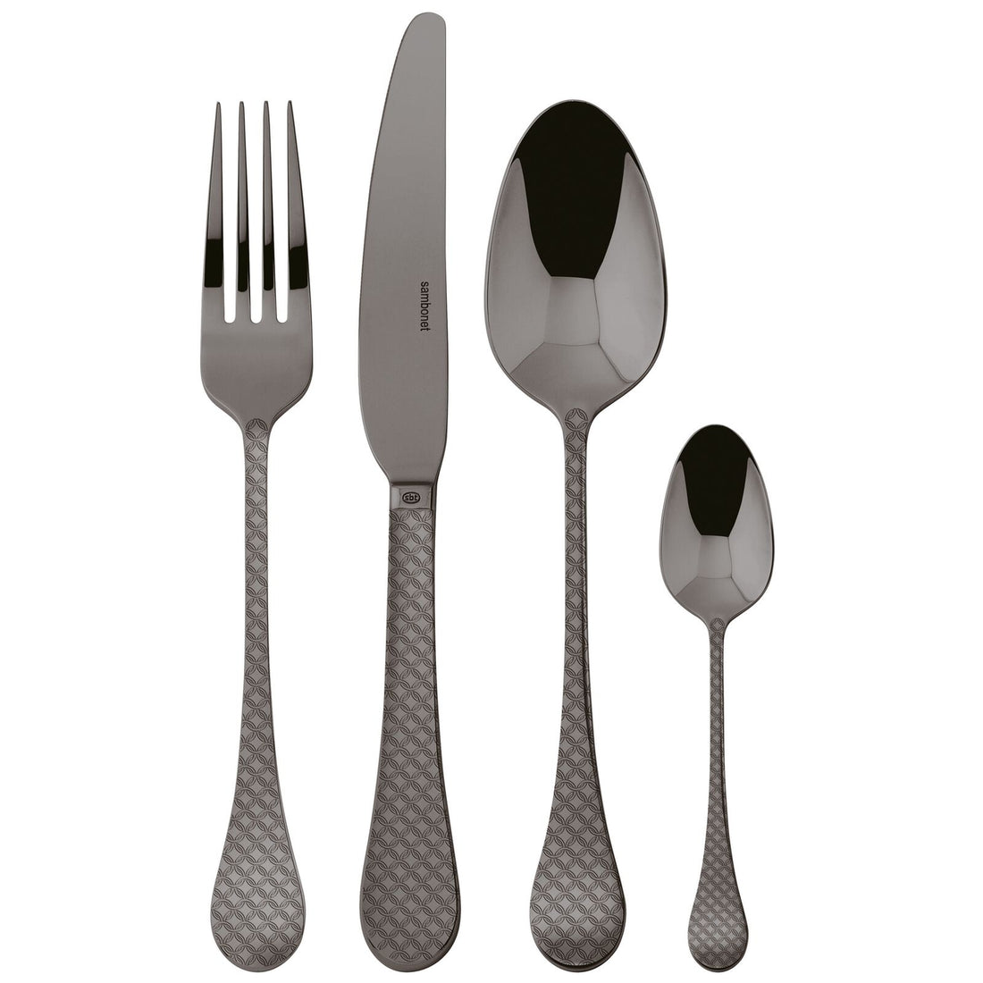 SAMBONET - Taormina PVD 2Black Black Cutlery Set 24 Pieces Stainless Steel Table Service