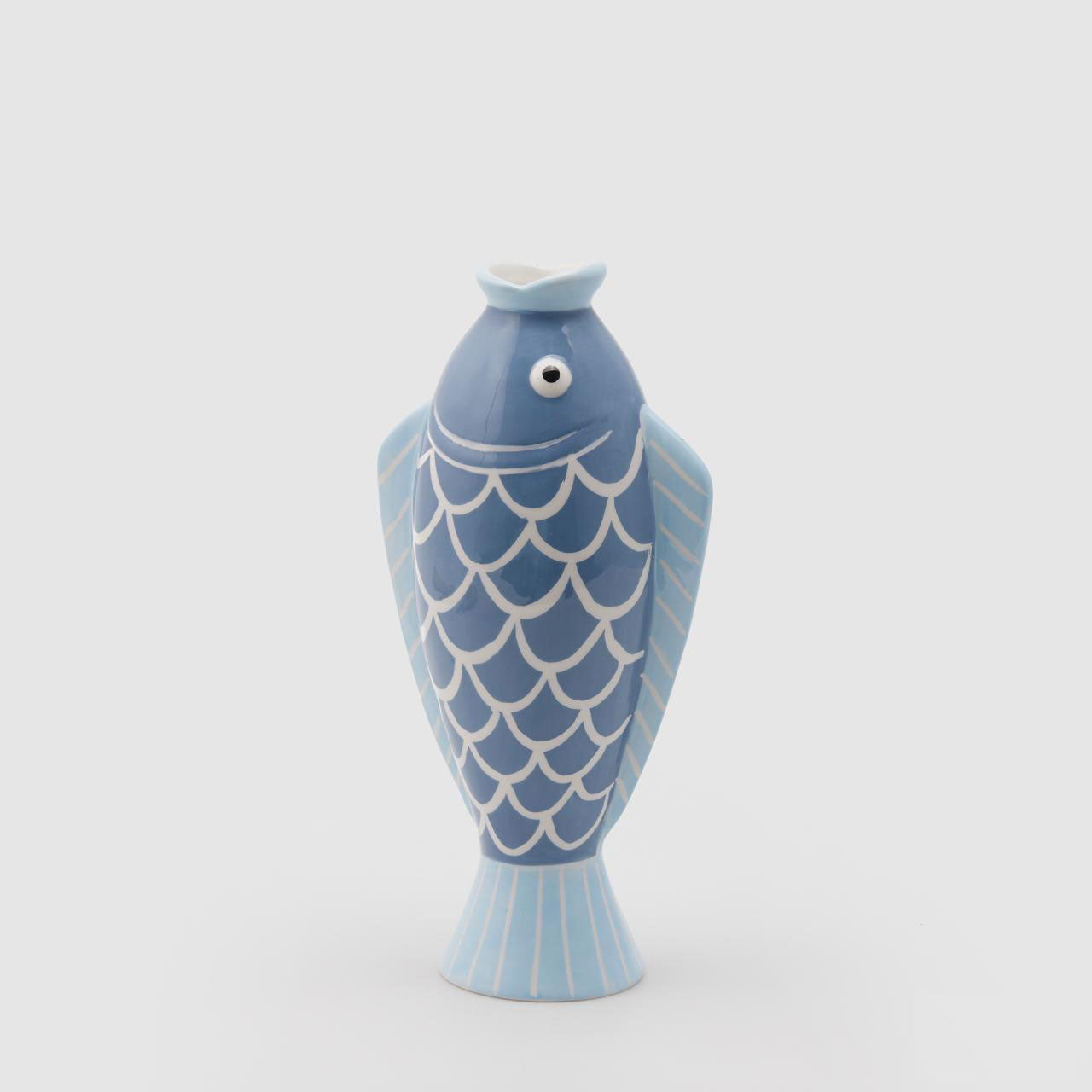 EDG Enzo De Gasperi Vaso Pesce 26cm Ceramica Azzurro Blu