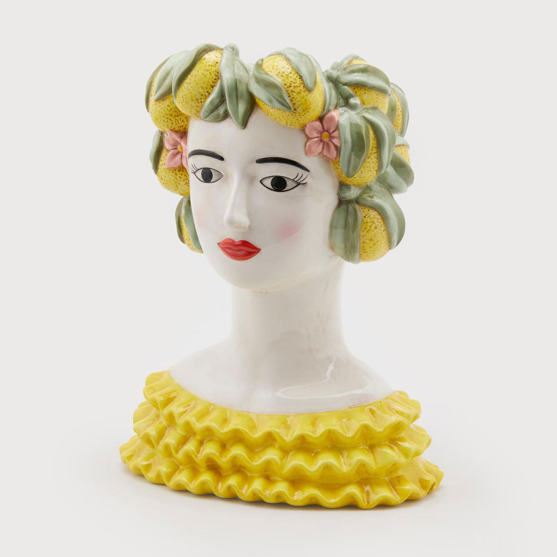 EDG Enzo De Gasperi Lemon Fruit Head Vase 34cm Ceramic