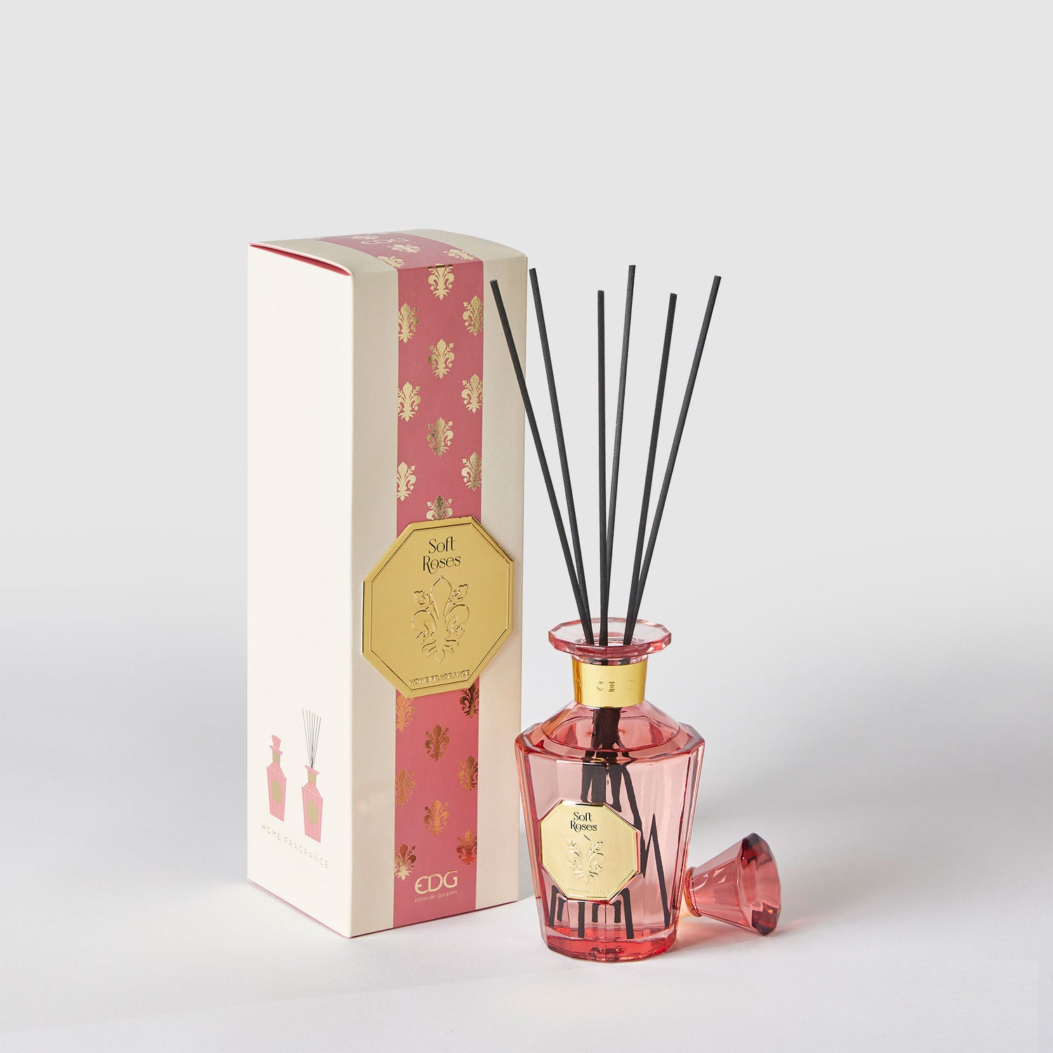 EDG Enzo De Gasperi Perfumer Diffuser with Goldlily Sticks 230ml Pink Soft Roses