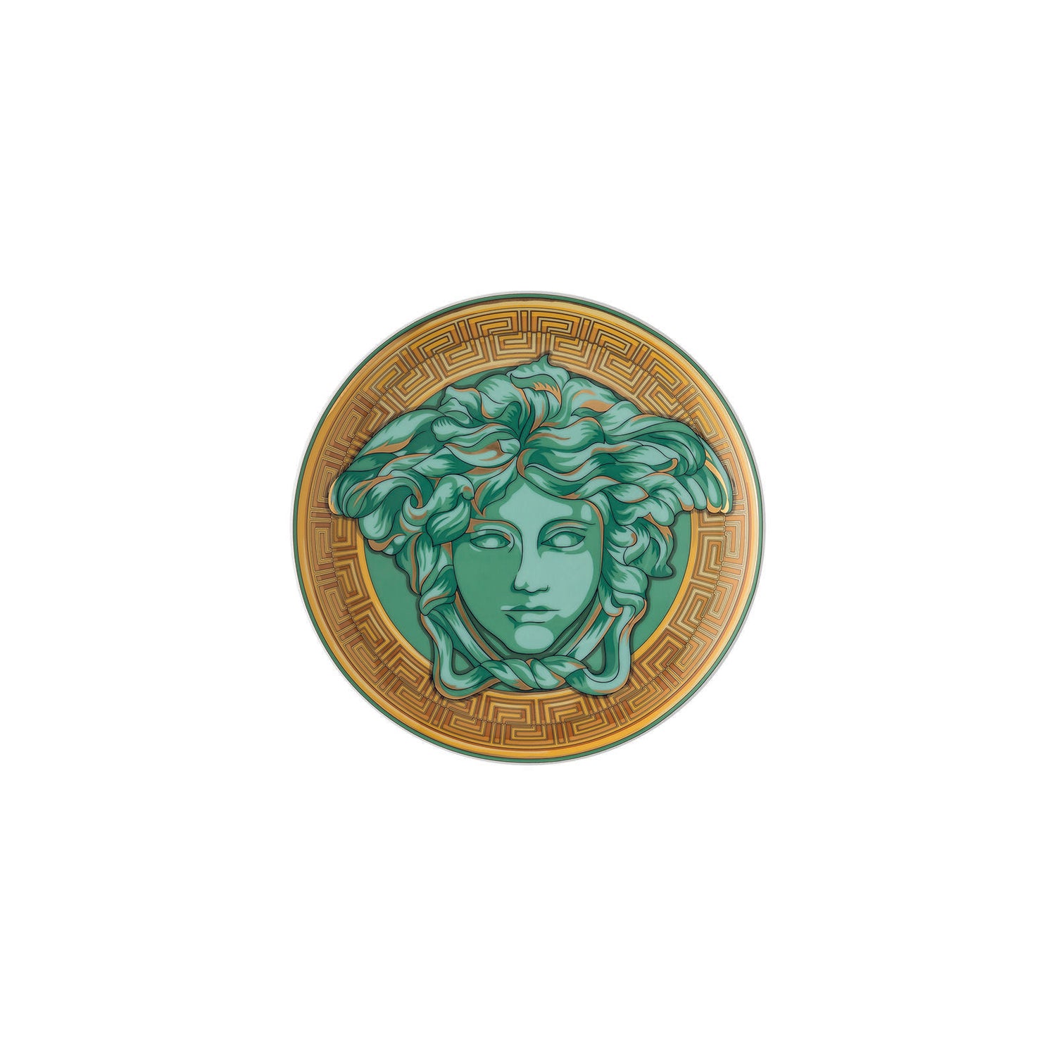 VERSACE - Amplified Plate Saucer 17cm Green Gold Porcelain