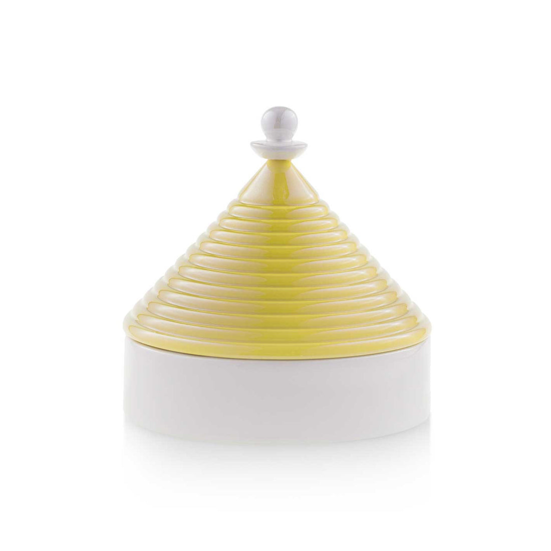 EMÒ ITALIA Storage Box with Lid Trullo Pugliese Yellow White Ceramic 12 cm