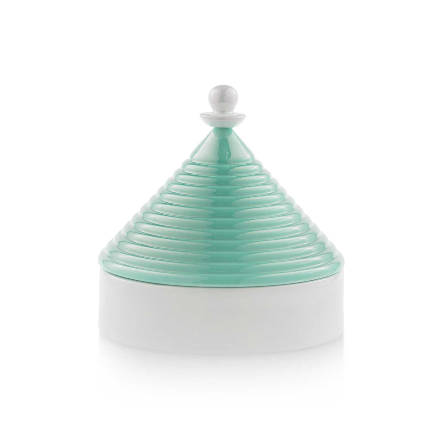 EMÒ ITALIA Scatola Portaoggetti con Coperchio Trullo Pugliese Tiffany Bianco Ceramica 12 cm