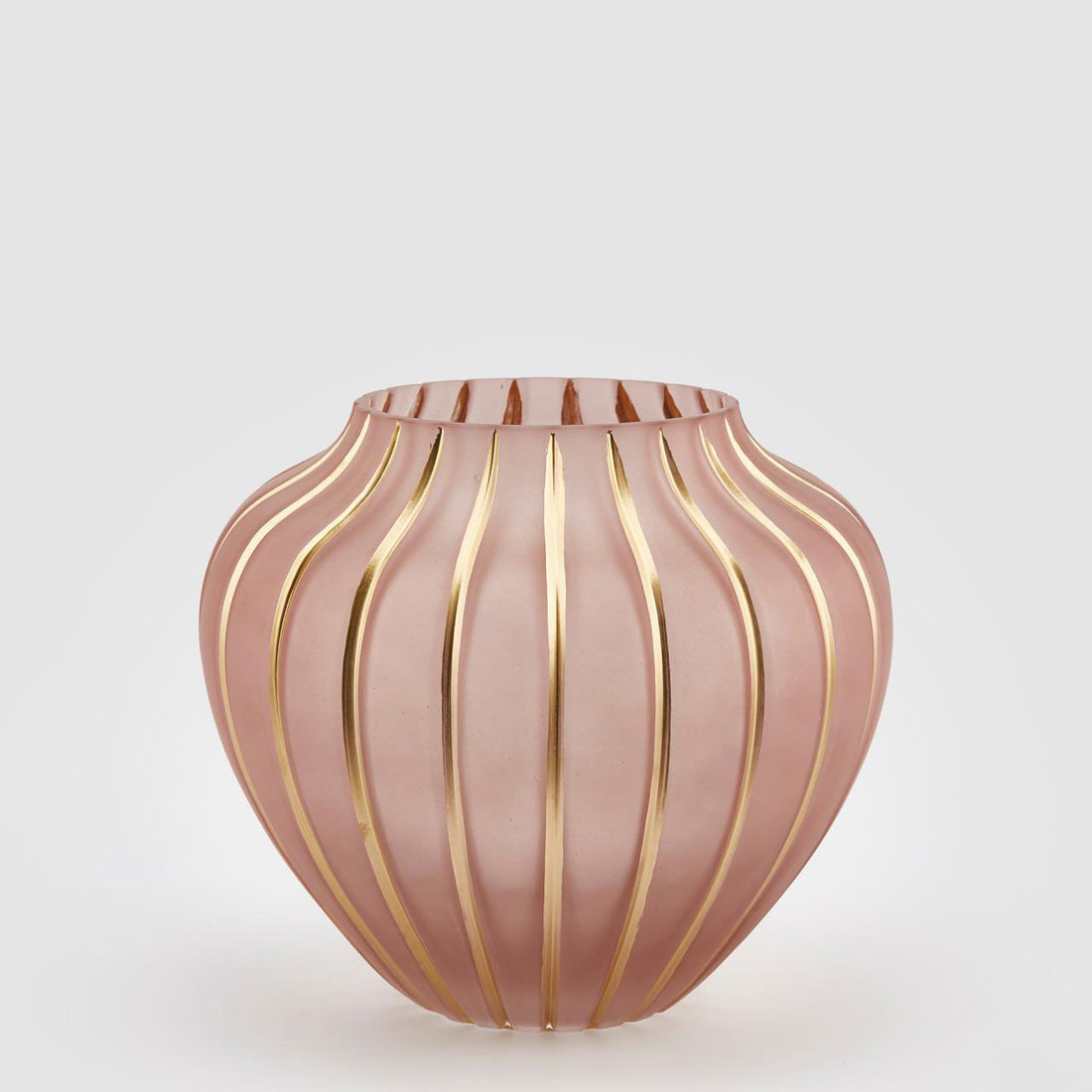 EDG Enzo De Gasperi Antique Rose Gold Striped Vase 22x25cm Glass