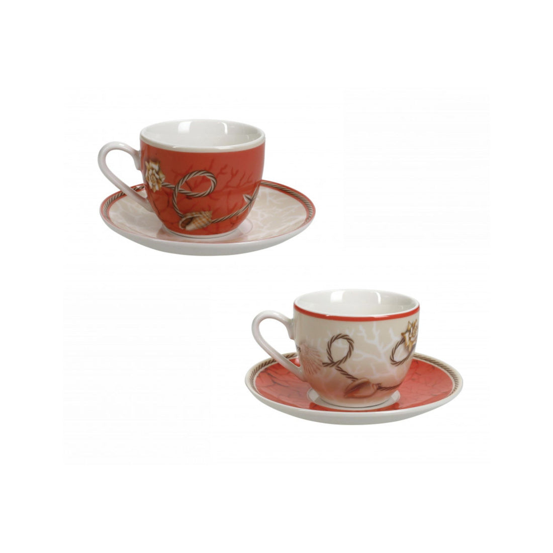 BRANDANI - Coffee Cup Service 2 Pieces Coraline Porcelain Marine Coral 51481