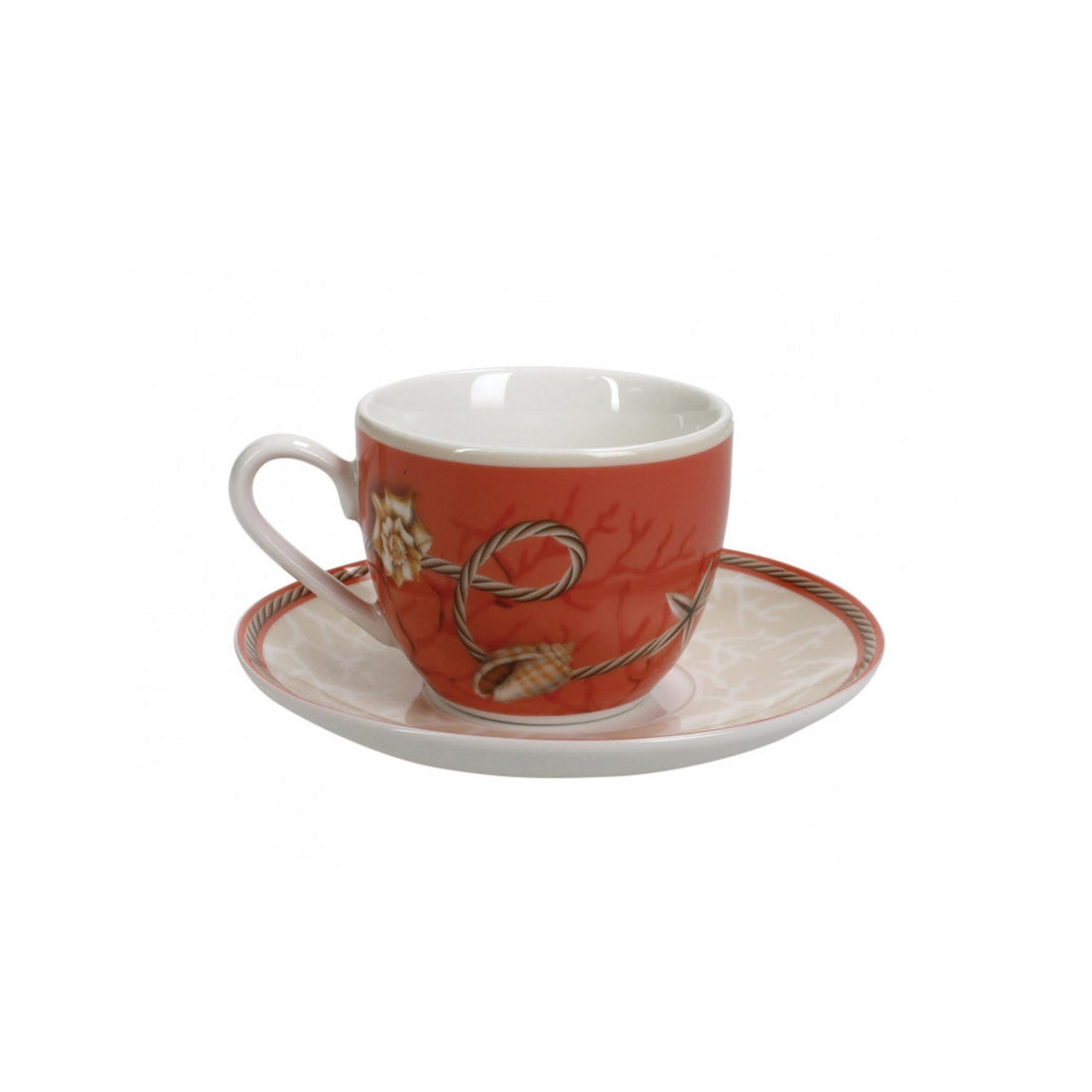 BRANDANI - Coffee Cup Service 2 Pieces Coraline Porcelain Marine Coral 51481